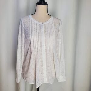 Meadow Rue Blouse Art Deco Lace White - Size XS